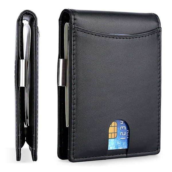 Pengeklips Lommebok Slank Lommebok for Menn Frontlomme RFID-blokkerende Kortholder