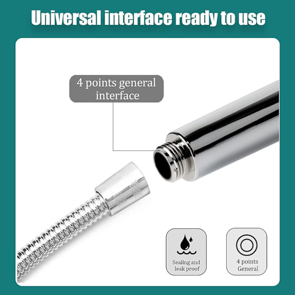 REMAKE Modes Vattenbesparande Duschhuvud Justerbart Duschhuvud En-knapps Avstängning Högt Tryck Badrum Universal (Silver)