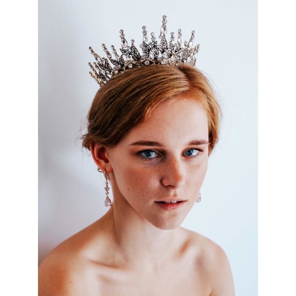 Gotisk Drottningkrona för Kvinnor Svart Tiara Födelsedagshuvudbonad Bröllop Pageant Bal Halloween Håraccessoarer