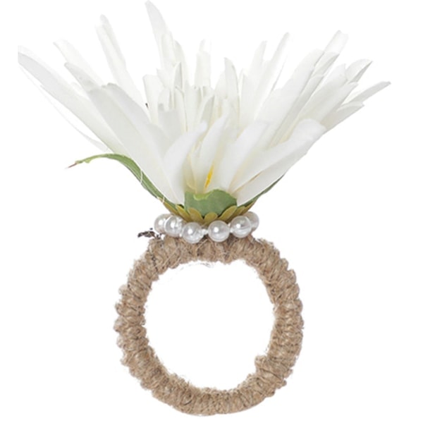 3 st Faux Blomma Servett Spänne, Faux Blomma Vacker Bröllop Servett Ring Dekoration, Vit