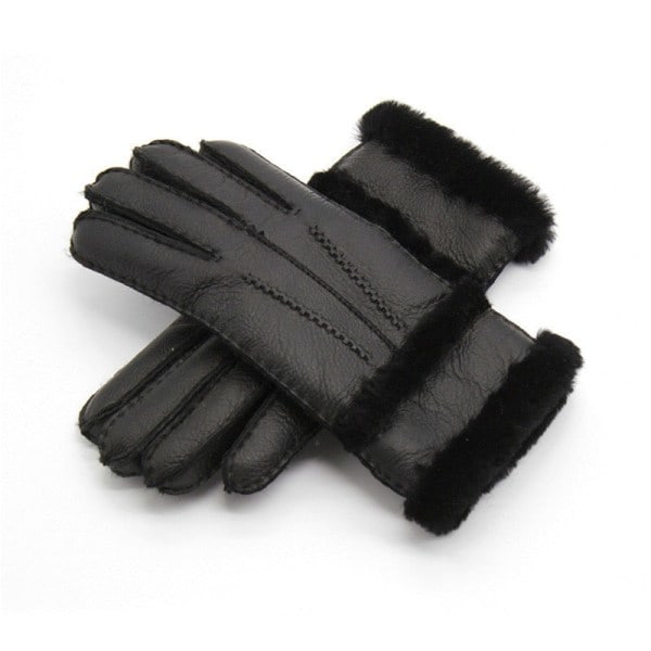 REMAKE 100% Fårull Vinter Vantar Handskar För Kvinnor Män Äkta Kashmir Päls Varma Handskar Dam Full Finger Äkta Läder BK En Storlek