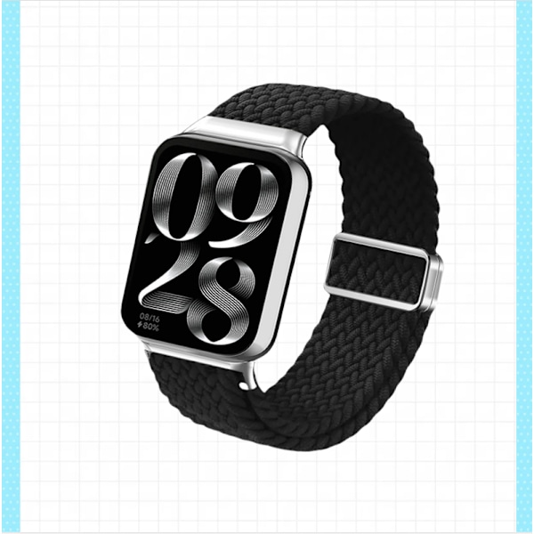 Xiaomi Smart Band flätat armband i obsidian svart nylon Redmi Watch5 Active