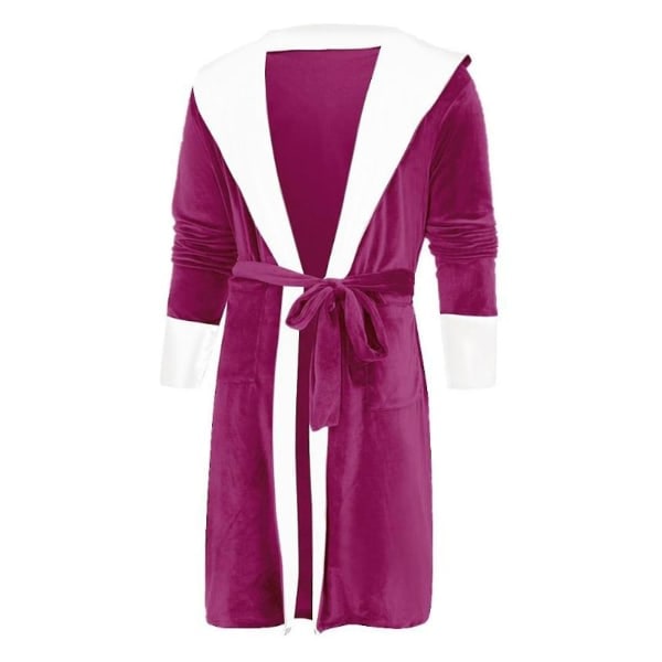 Women's Sherpa Fleece Bathrobe Soft Bathrobe With Hood Fluffy Towel Bathrobe High Quality Rose Red L