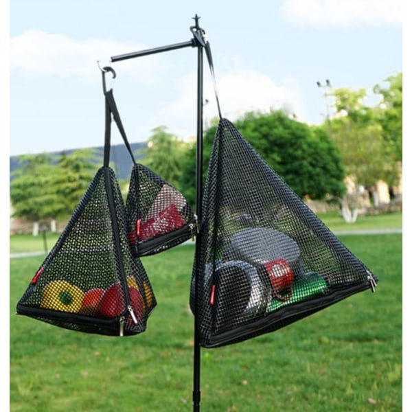Camping trekant hengende nettpose Svart