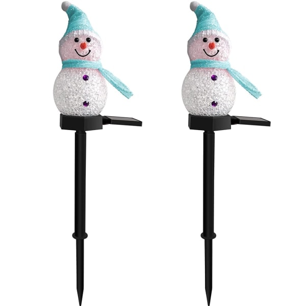 2 stk snømann solcellelys Jule solcellelys hage snømann dekorative terrasselys