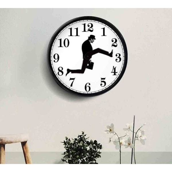 Monty Python-inspirerad Rolig Promenad Väggklocka Kreativ Tyst Mute Klocka Väggkonst Present Svart