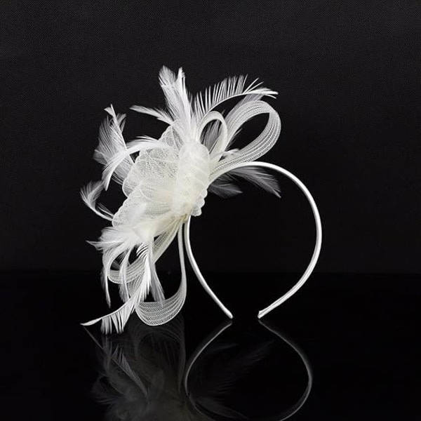 Damhatt Fascinator Blomma Fascinator Bröllop Fascinator Hårband Fjäder Bröllopshår Smycke Huvudbonad Hatt Bowler Mini Topphatt Hårclips (Be...