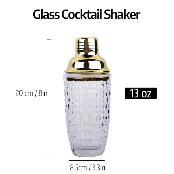 REMAKE 13Oz Glas Cocktail Shaker Set - Glas Shaker för Cocktails, Dryckes Shakers Cocktail och Cocktail Sh