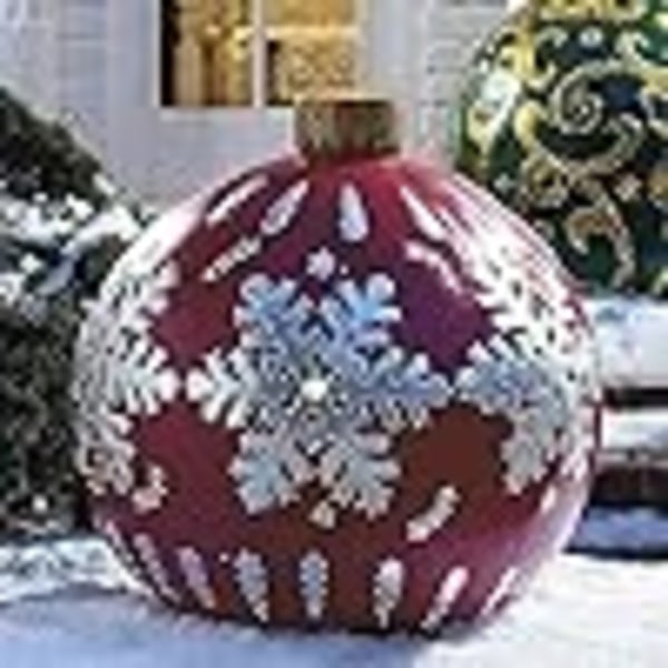Juldekorationer, jul PVC latable dekorativa bollar (burgunder silver snöflingor)