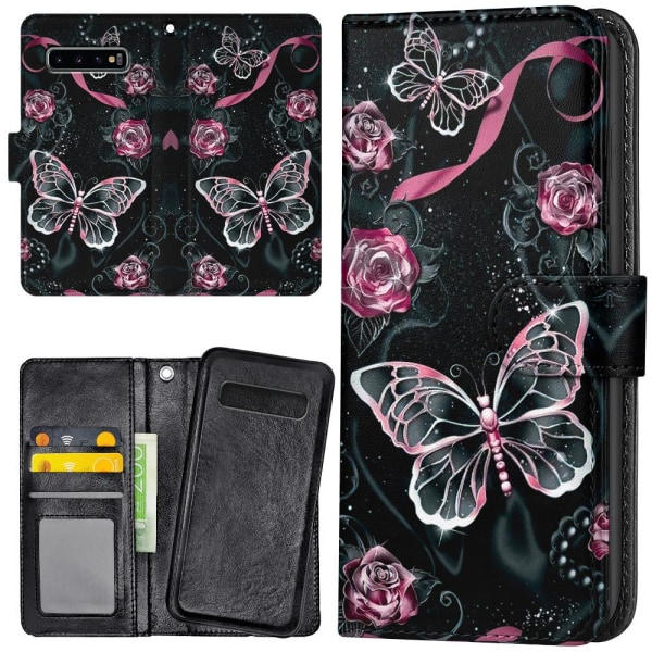 Samsung Galaxy S10 Plus - Wallet Case/Mobiltelefon Butterfly