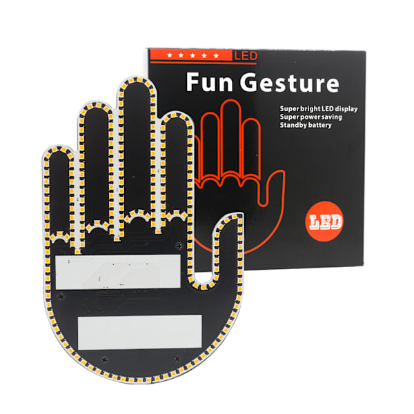 REMAKE Sjove Gestelys - Sjove LED nummerpladelys til bilens bagrude med fjernbetjening finger bil LED lys. A