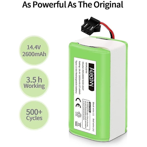 14,4V 2600mAh Li-ion udskiftningsbatteri, kompatibelt med Ecovacs Deebot N79s, n79, dn622, eufy Robovac 11, 11s