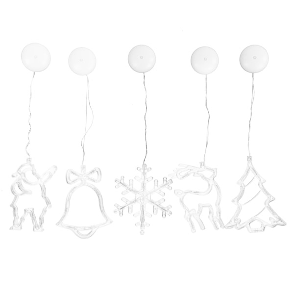 Julgran Tomte Älg Klocka Snöflinga LED Ljuskedja Sugkopp Ljus Butiksfönster Dekoration