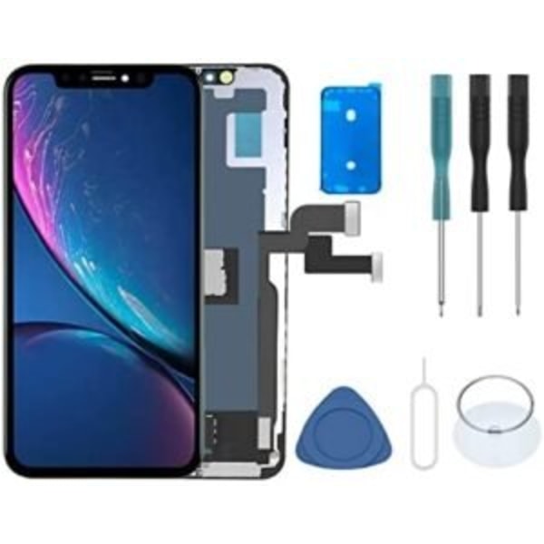 Ersättningsskärm för iPhone X med verktyg och vattentätt lim svart