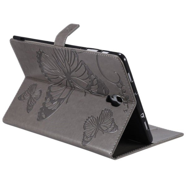 Samsung Galaxy Tab A 10.5 Læderetui med Butterfly Print - Grå Sølvgrå