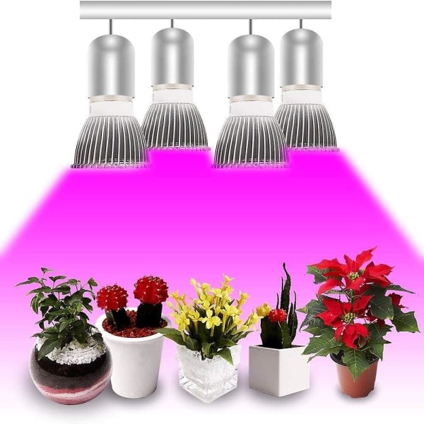 Plantelampe E27 30w Fullspektrum Plantebelysning Innendørs Hage Hydroponisk Lampe for Blomstrende Planter [4-pakning]