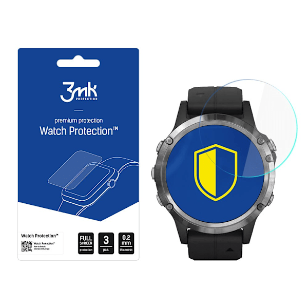 Garmin Fenix 5 Plus - 3mk Klockskydd v. FlexibleGlass Lite