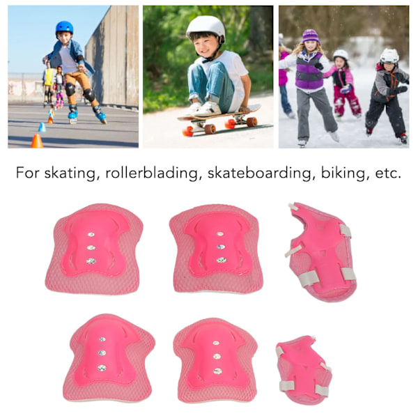 Barn Rullskridsko Knä Armbåge Skydd Mjuk Svamp Andningsbar Cykling Skyddsutrustning Set för Skateboard Rosa