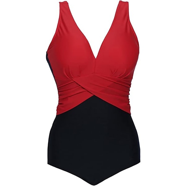 Naisten uimapuku V-kaula monokini push-up U-selkä 1 punainen-1 L