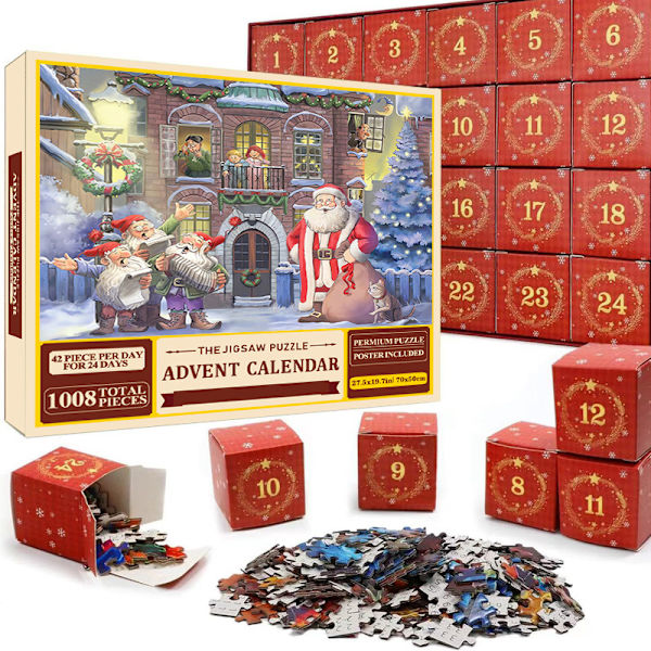 REMAKE Adventskalender med Puslespil, Nedtælling til Advent, Adventskalender med Legetøjspuslespil, Julegaver i Blindbox sd24
