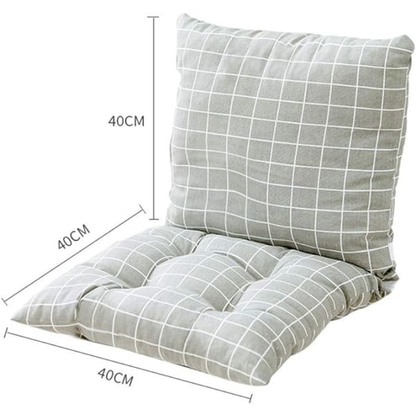 2-delte stolpute med ryggstøtte, ryggpute med stropper, lav ryggpute (stil 11, 40 x 40 cm)