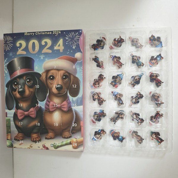 Julnedräkning Blind Box Söt Katt Valp Ko Akryl Hängande Julgransdekoration