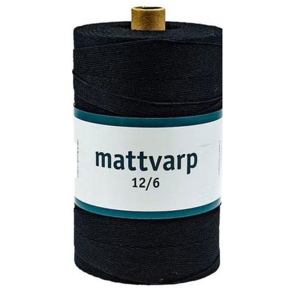 REMAKE Mattvarp 12/6 Svart - 500 gr / rulle - 100% ekologisk bomullsmattvarp Svart one size