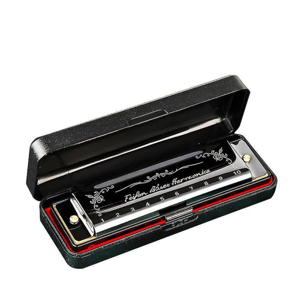 10 Hole 20 Harmonica Blues Deluxe Harmonica Beginner C Harmonica - Black