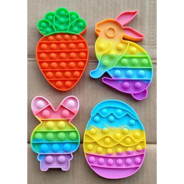 4-pakke påskehare-pop fidget-leker - Trykk på boblene popper fidget-leken