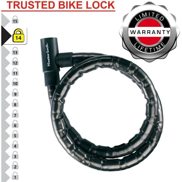 Master Lock 8115EURDPS Teräsköysilukko - Musta