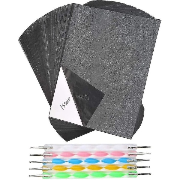 100 Sheets Carbon Paper, A4 Graphite Paper Transfer Paper, Carbon Paper Tracing Paper and Copy Paper with Embossing Set Idea Compatible with Woo