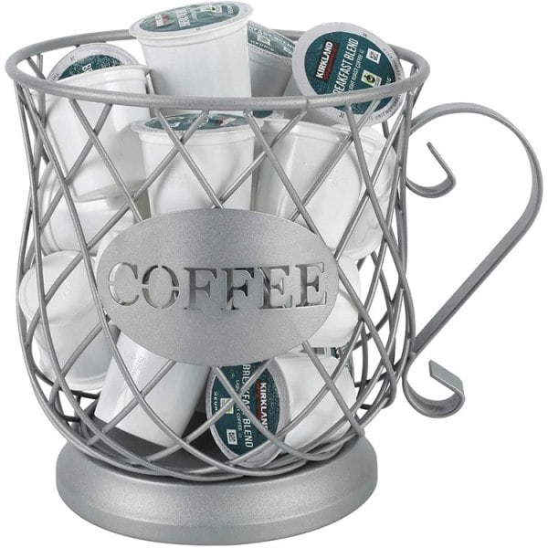Kaffekopp Kapselkopp Fruktkurv Pod Skrivebordsoppbevaring sølvfarget