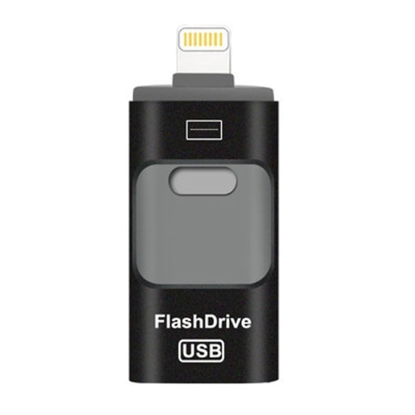 Flashhukommelse, 3 i 1 USB 3.0 Hukommelsesnøgle, Fotohukommelse Ekstern Lagring Thumb Drive Til iPhone Ipad Android Computer 64gb-guld Sort 64GB