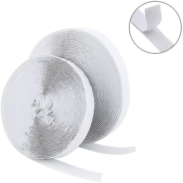 Selvklæbende velcrobånd 25m ekstra stærkt, dobbeltsidet tape med velcro 20mm bredt selvklæbende tapepude