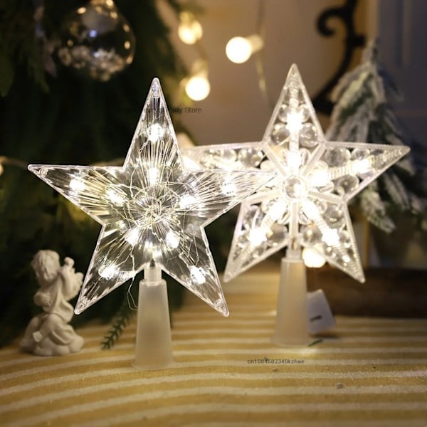 Juletrær Toppstjerner LED Lys Julepynt til Hjemmet Juletrær Nyttår 2025 Navidad Natal Noel B