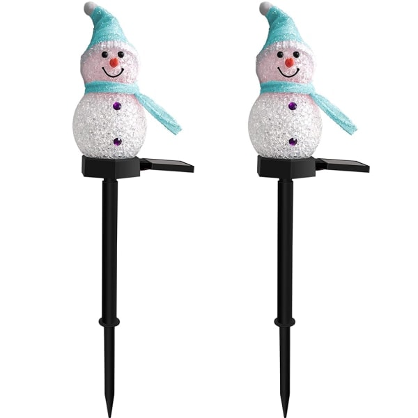2 stk snømann solcellelys Jule solcellelys hage snømann dekorative terrasselys