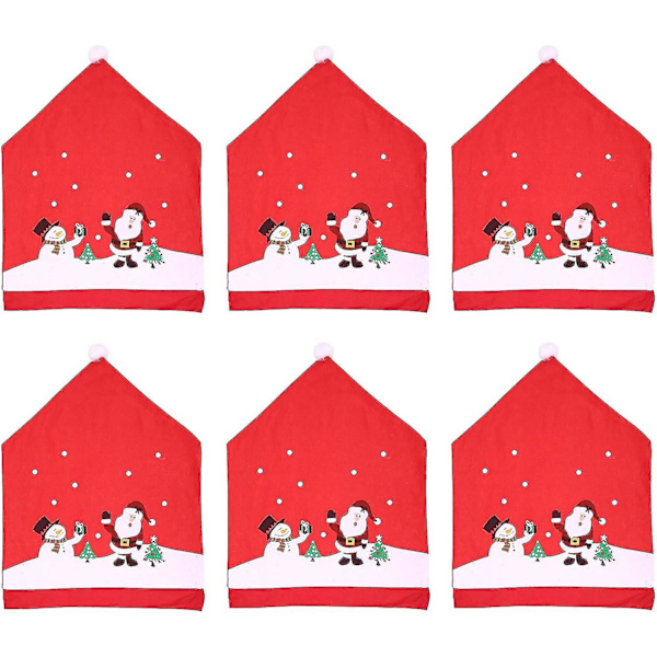 REMAKE 6 st Julstolsöverdrag Juldekorationer Tomte Stolsöverdrag Jul Snöflinga Snögubbe