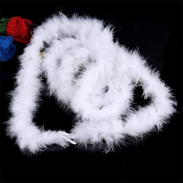 Hvid fjerboa til juletræ 5 stk x 2m - Fluffy guirlande Grosgrain boa bånd til juletræsfest dekorationer