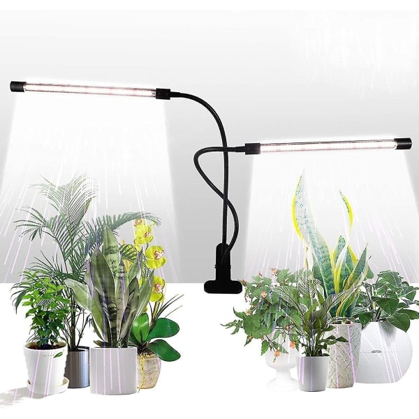 REMAKE Kasvilamppu, auringonvalkoinen 50w 84 LED kaksoispääinen lehtivalaisin, 4/8/12h ajastimella & 5 himmennettävällä tasolla