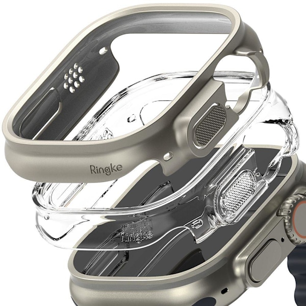 REMAKE Ringke Apple Watch Ultra 49 mm 2-PAK Skal Slank Titanium Grå/Klar