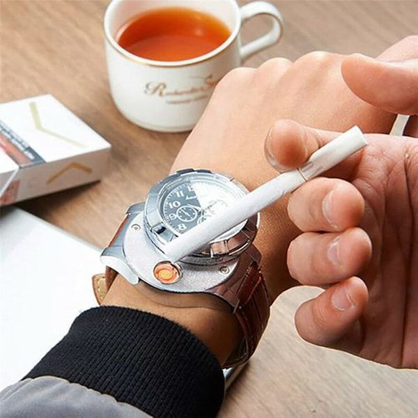Klocka med USB-laddningslighter (Brun)