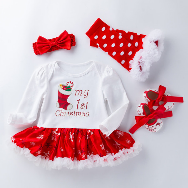 Babyflickor Min Första Jul Outfit Romper Julafton Cl