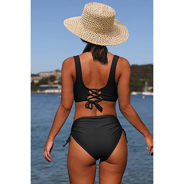 Dame Bikini Sæt med Snørebånd Sort L