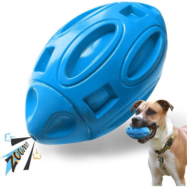 Aggressive bjeffeleke for hund, gummikule med tyggelyd. Robust og slitesterk, egnet for mellomstore og store hunder. -blå