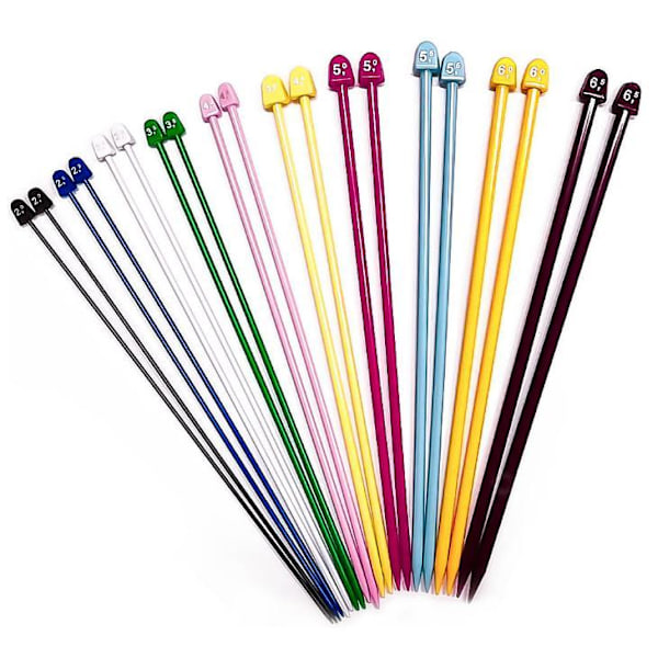 N017 - Set of 10 pairs of Jumper needles in multi-coloured plastic