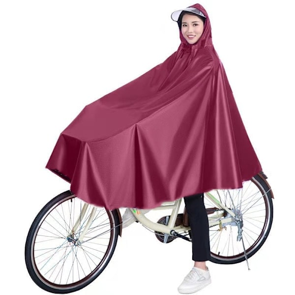 Waterproof rain poncho for bicycle Red