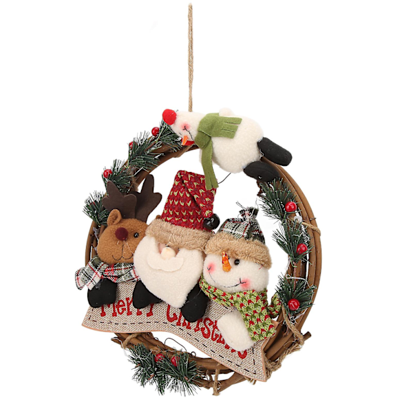 Udendørs Julekrans - Julepynt Julemand Snemand Elg Vine Ring Vedhæng Lille Arbejde Rattan Garland Ornamenter