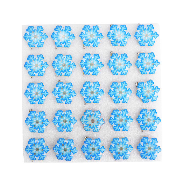 25 kpl Uusivuosi Joulu Teema LED Valo Rintaneula Pin-merkki Juhlat Koristeet DIY Koriste Sininen Lumihiutale