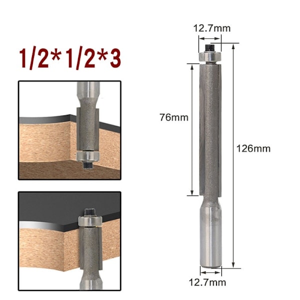 Karbidkantfräs 1/2\"x1/2\"x1-1/2\" Silver - För träbearbetning modell 1