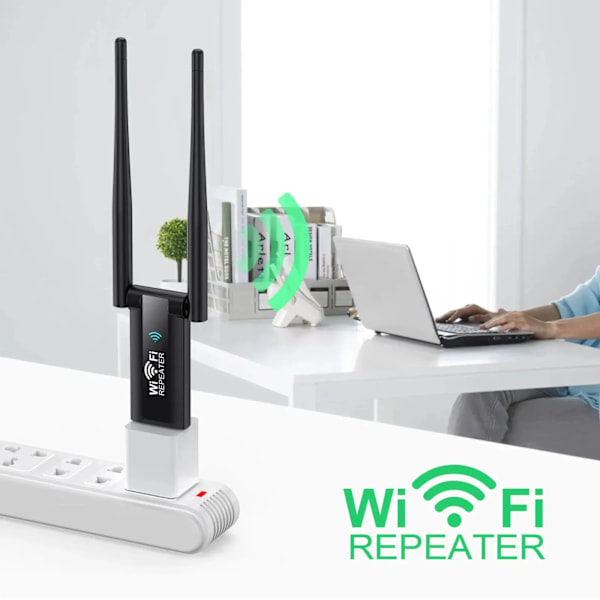 USB Wifi Repeater 300M Wi-Fi Signal Booster 2.4G Trådløs Extender 2 Antenner Lang Rækkevidde Wi-Fi Adapter til Desktop Computer Laptop Sort